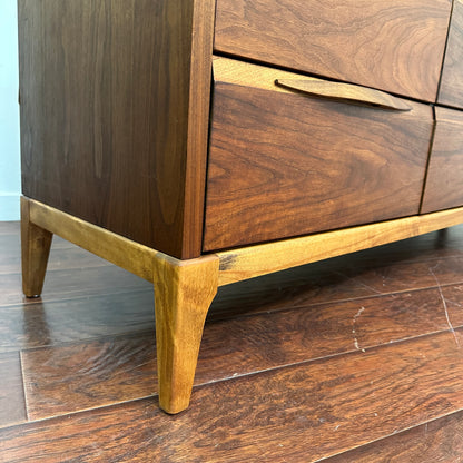 Walnut Mid-Century 9 Drawers Dresser by Kaufman