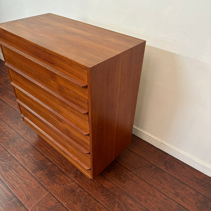Scandinavian 5 Drawers Mid-Century Teak Highboy Dresser