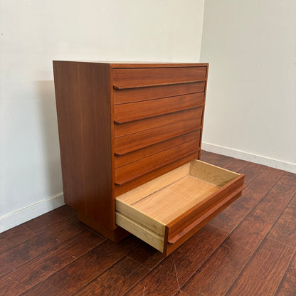 Scandinavian 5 Drawers Mid-Century Teak Highboy Dresser