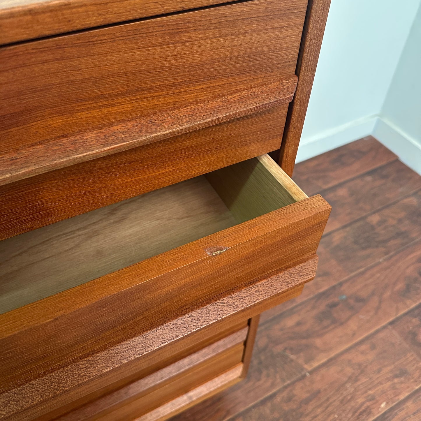Scandinavian 5 Drawers Mid-Century Teak Highboy Dresser