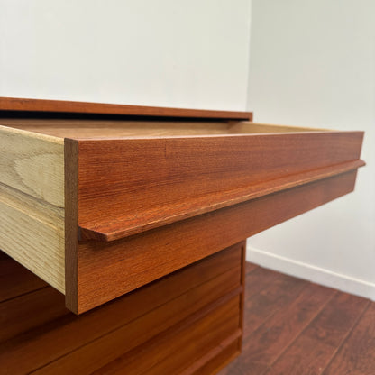Scandinavian 5 Drawers Mid-Century Teak Highboy Dresser