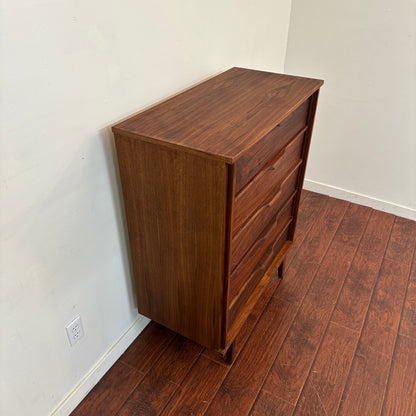 Walnut Mid-Century Five Drawers Highboy Dresser