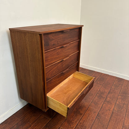 Walnut Mid-Century Five Drawers Highboy Dresser