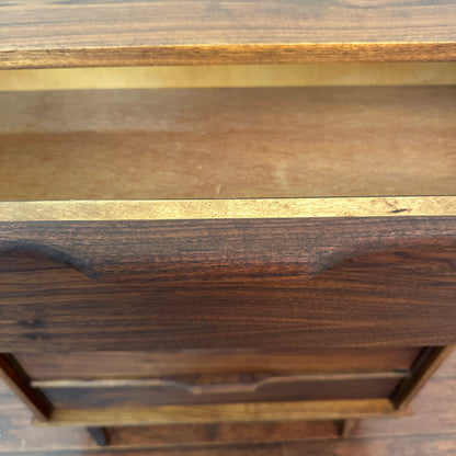 Walnut Mid-Century Five Drawers Highboy Dresser
