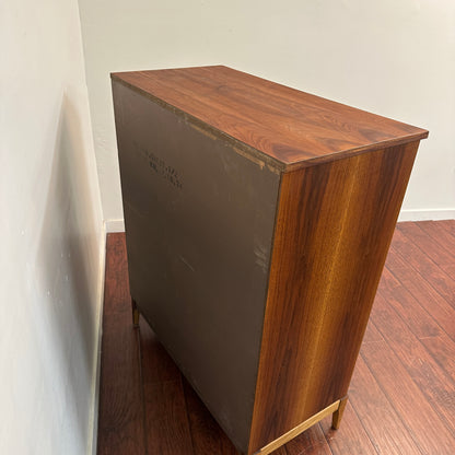 Vintage Walnut Five Drawers Highboy Dresser
