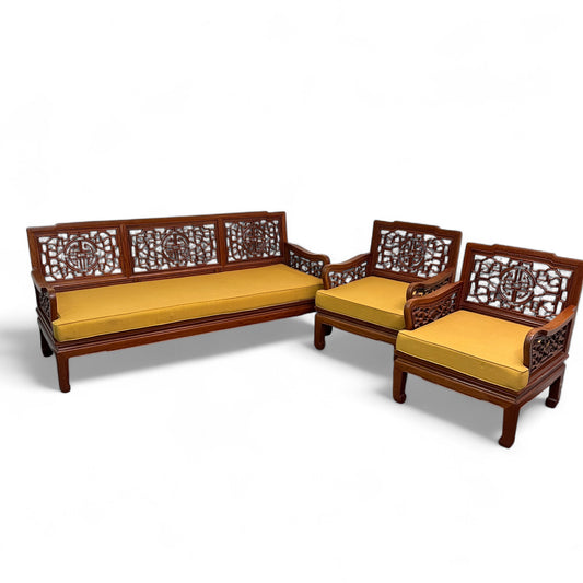 Ming Style Asian Rosewood Sofa Set