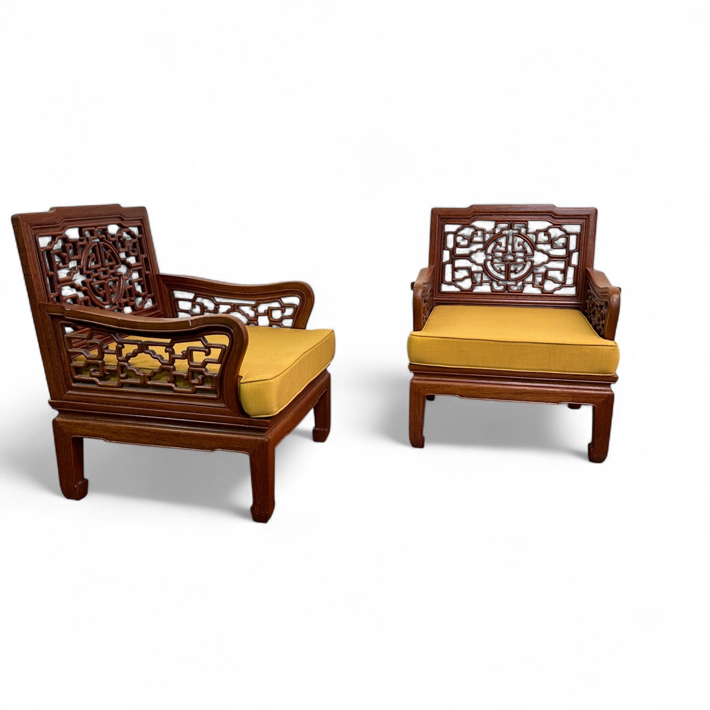 Ming Style Asian Rosewood Accent Chairs (x2)