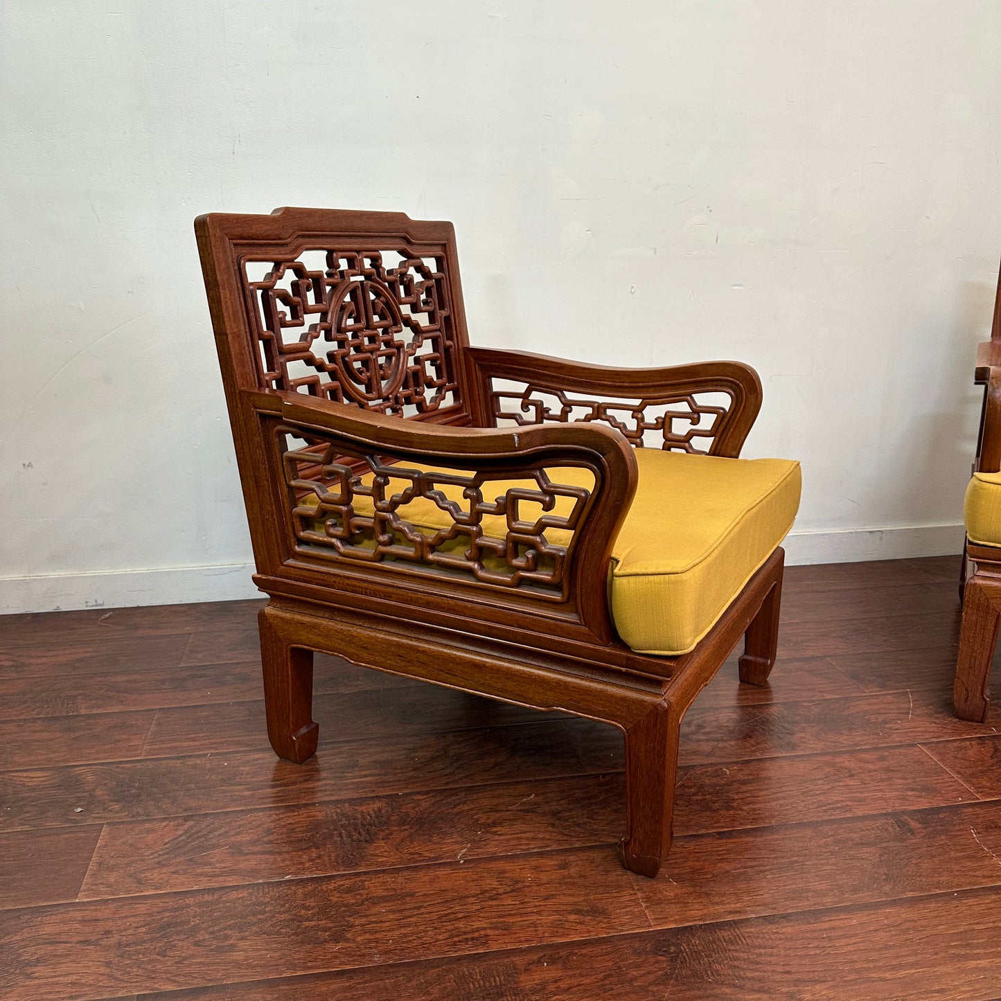 Ming Style Asian Rosewood Accent Chairs (x2)