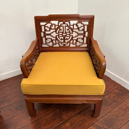 Ming Style Asian Rosewood Accent Chairs (x2)