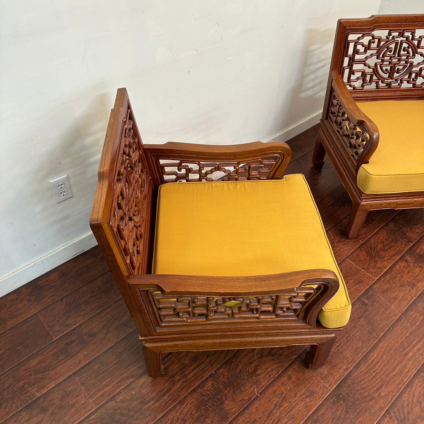 Ming Style Asian Rosewood Accent Chairs (x2)