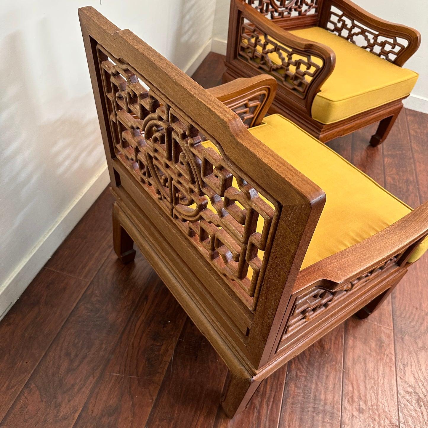 Ming Style Asian Rosewood Accent Chairs (x2)