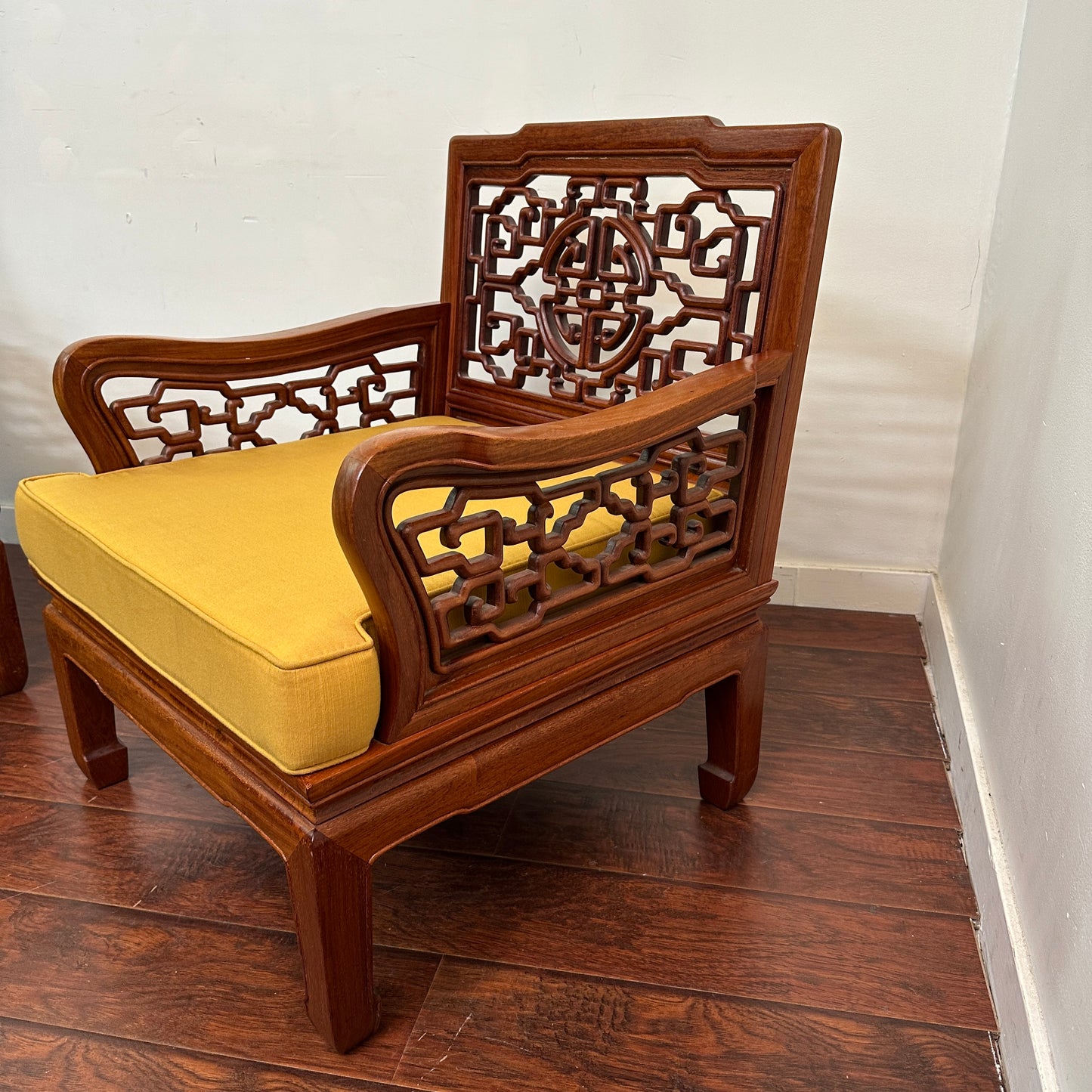 Ming Style Asian Rosewood Accent Chairs (x2)