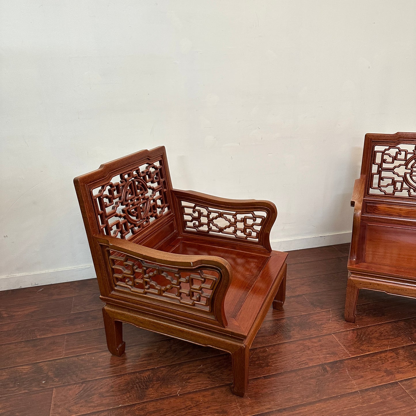 Ming Style Asian Rosewood Accent Chairs (x2)