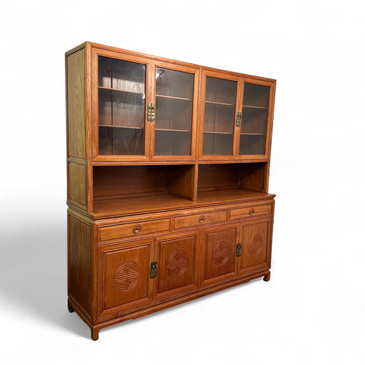 Oriental Ming Asian Rosewood Display Cabinet