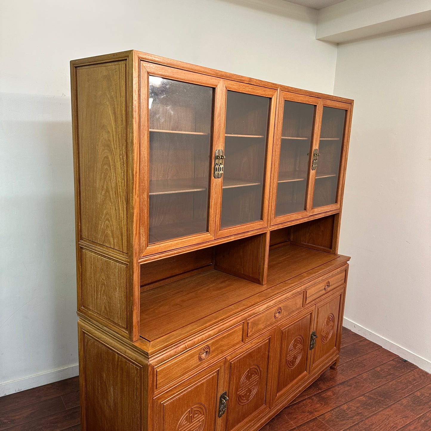 Oriental Ming Asian Rosewood Display Cabinet