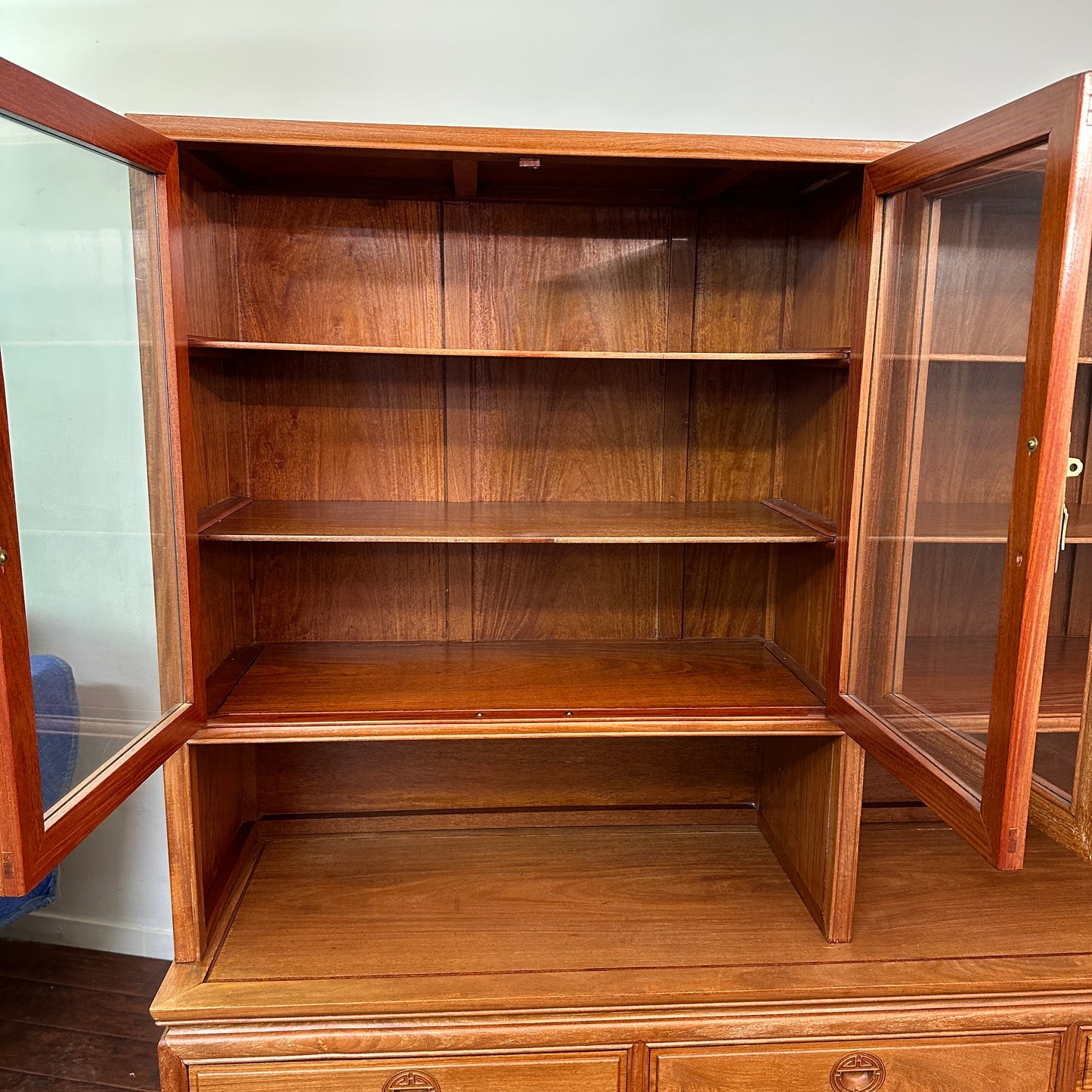 Oriental Ming Asian Rosewood Display Cabinet