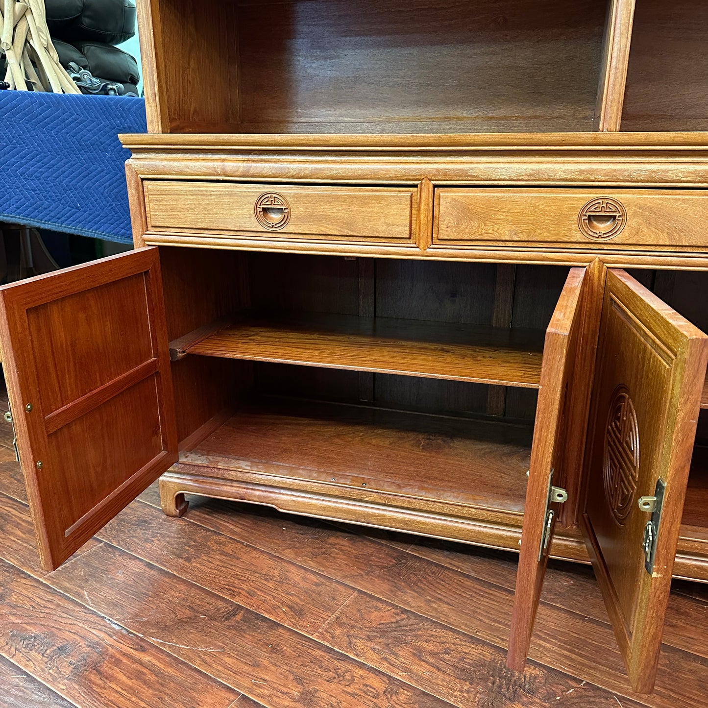 Oriental Ming Asian Rosewood Display Cabinet