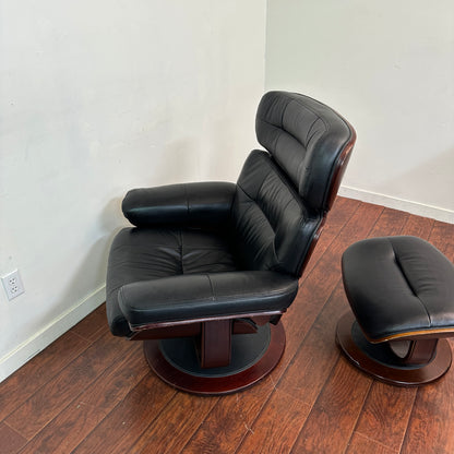 Black Eames Replica Recliner Chair with Ottoman