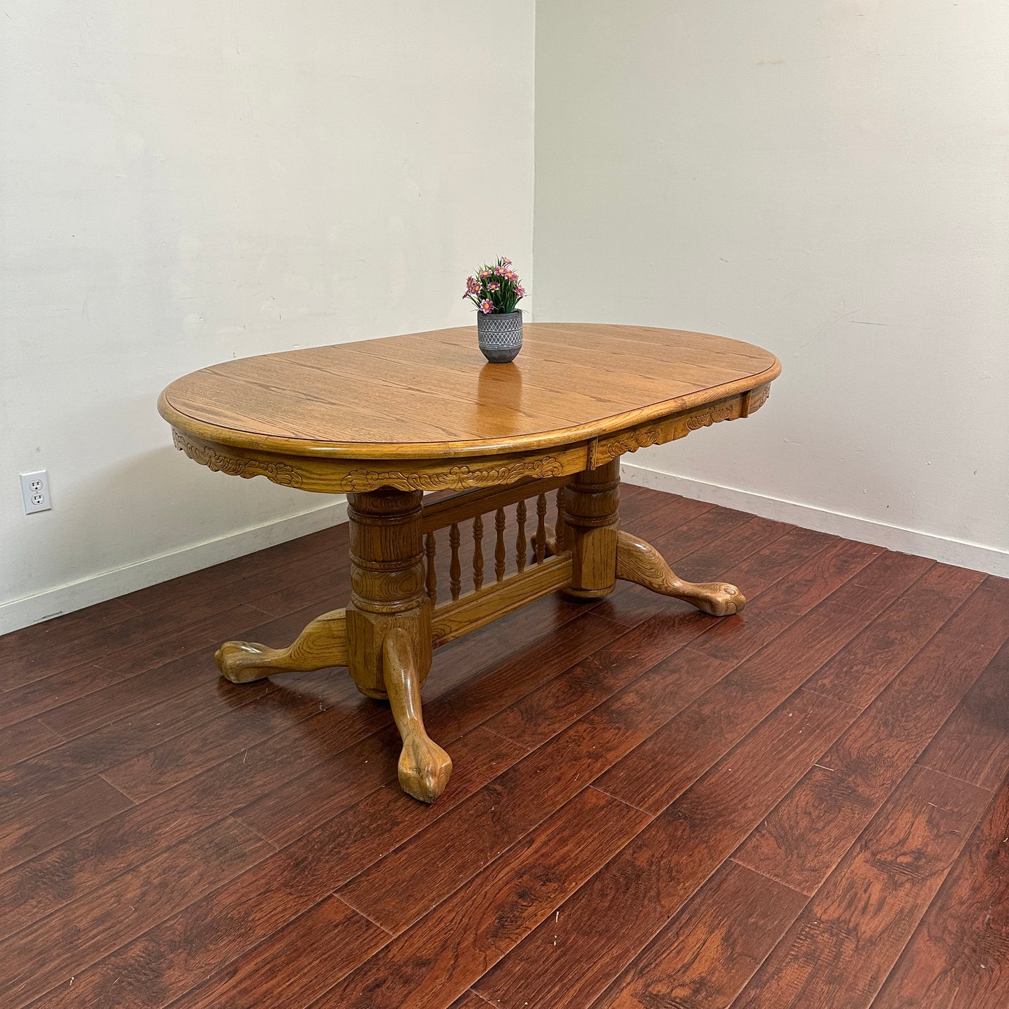 Vintage Extendable Oak  Wood Dining Table