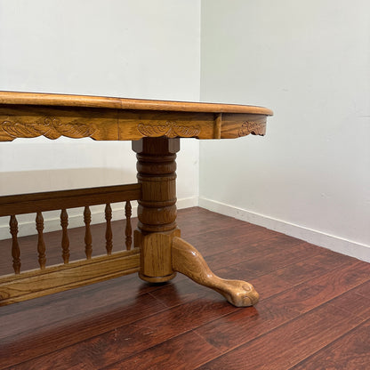 Vintage Extendable Oak  Wood Dining Table