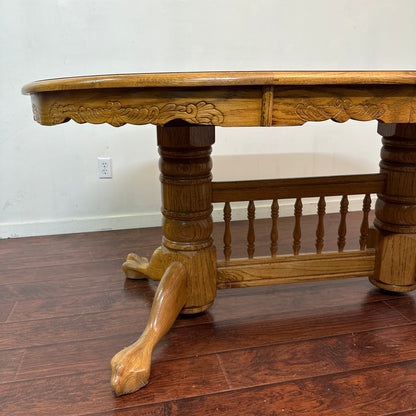 Vintage Extendable Oak  Wood Dining Table