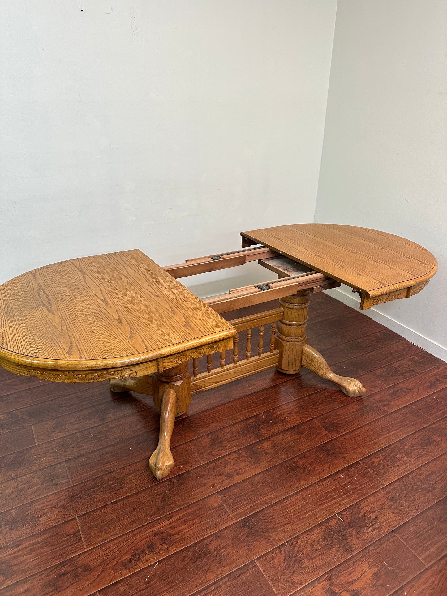 Vintage Extendable Oak  Wood Dining Table