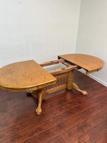 Vintage Extendable Oak  Wood Dining Table