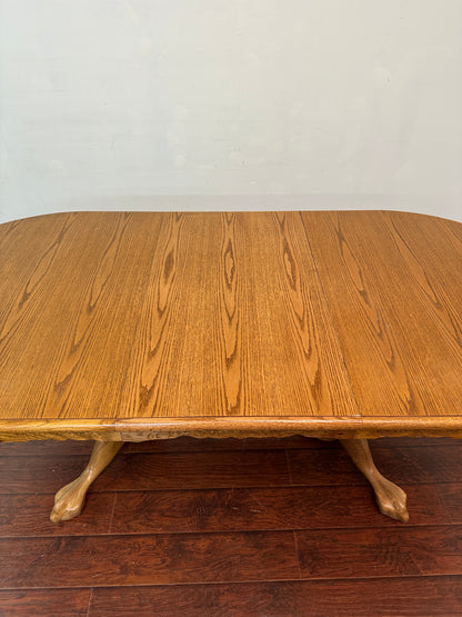 Vintage Extendable Oak  Wood Dining Table