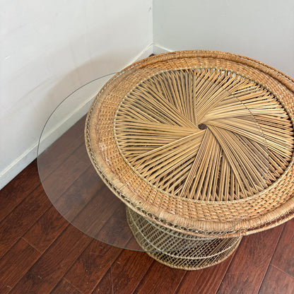Mid 20th Century Wicker Round Table