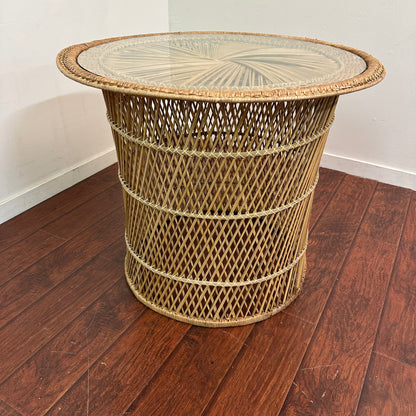 Mid 20th Century Wicker Round Table