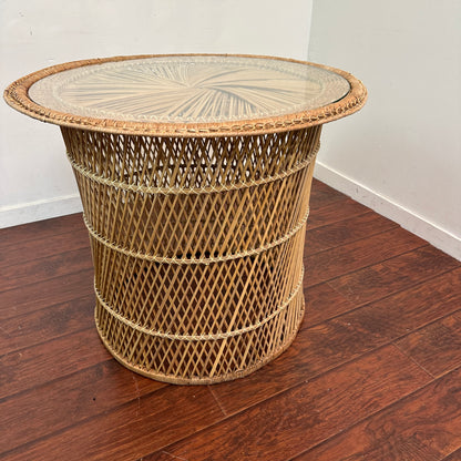 Mid 20th Century Wicker Round Table