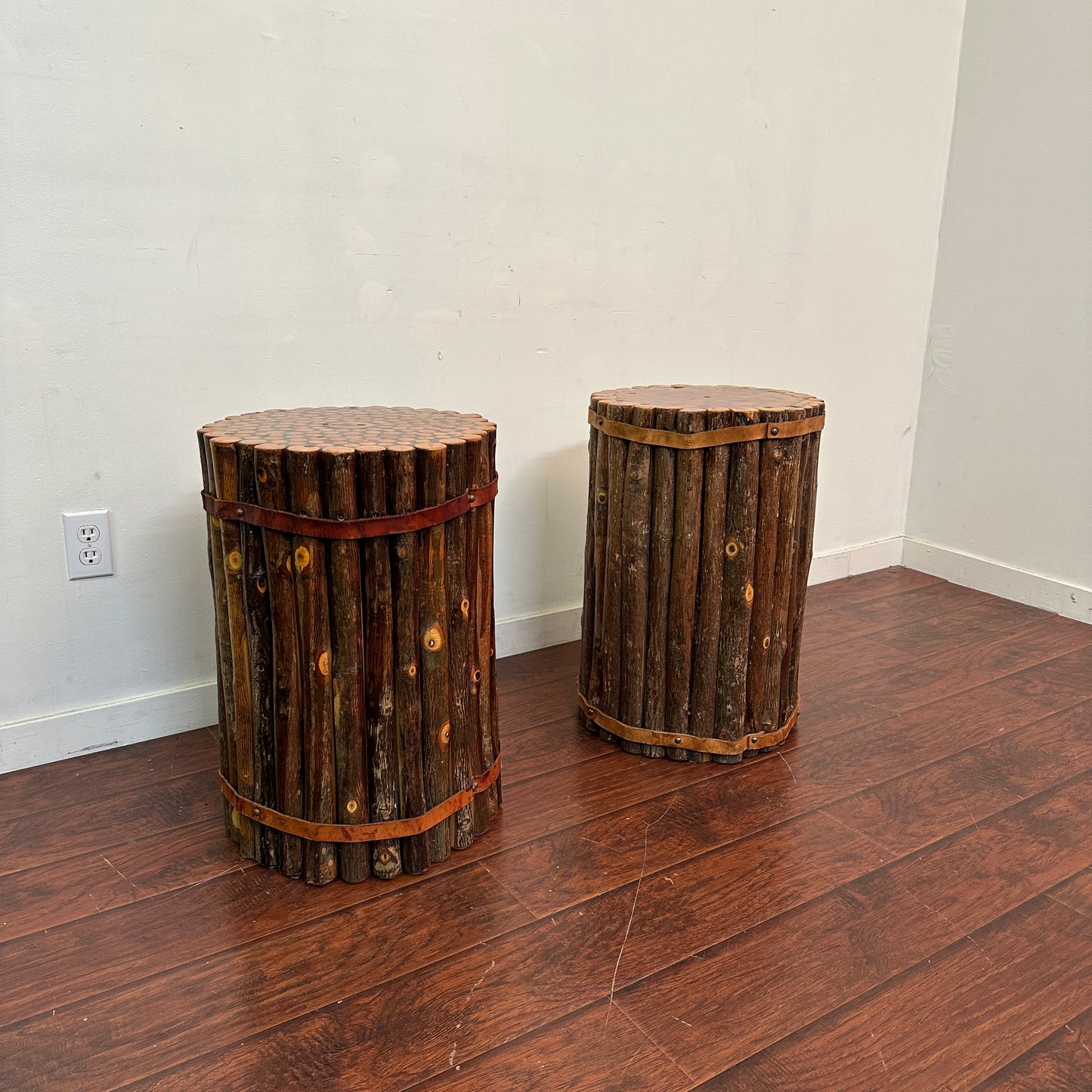 Old Hickory Wooden Side Tables (x2)