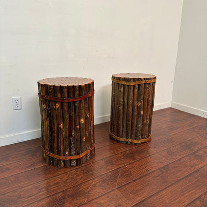 Old Hickory Wooden Side Tables (x2)