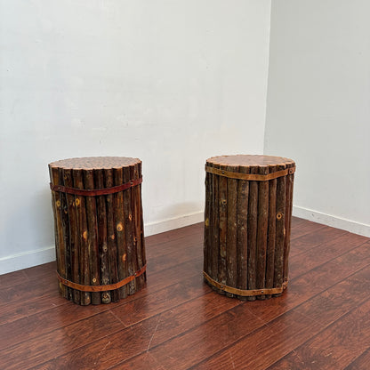 Old Hickory Wooden Side Tables (x2)