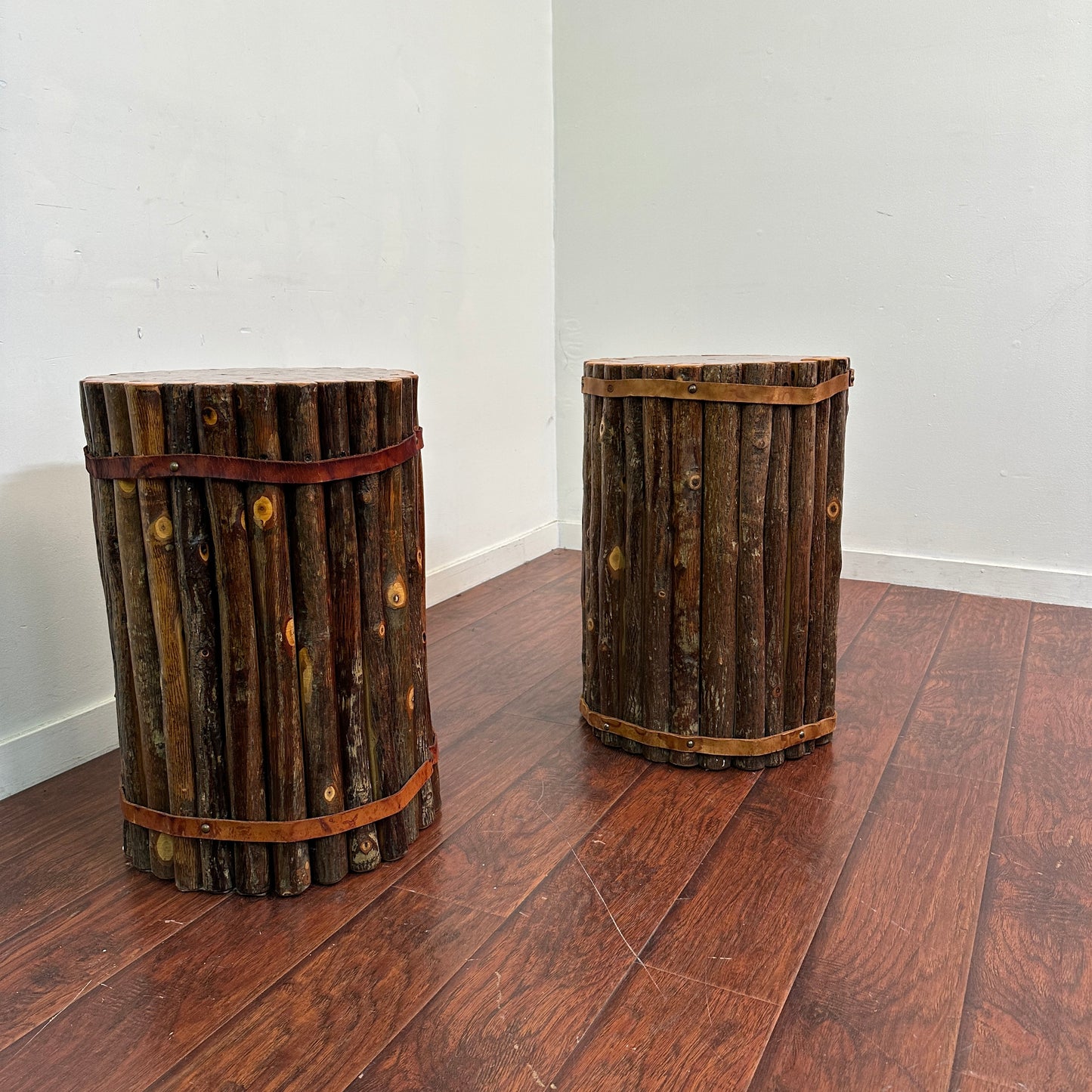 Old Hickory Wooden Side Tables (x2)