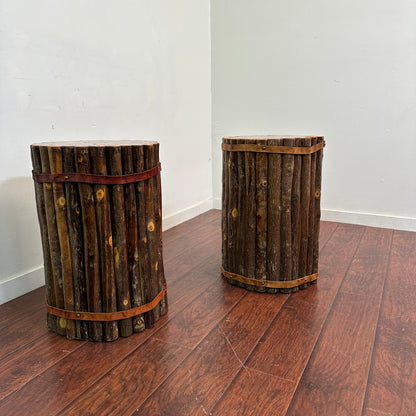 Old Hickory Wooden Side Tables (x2)