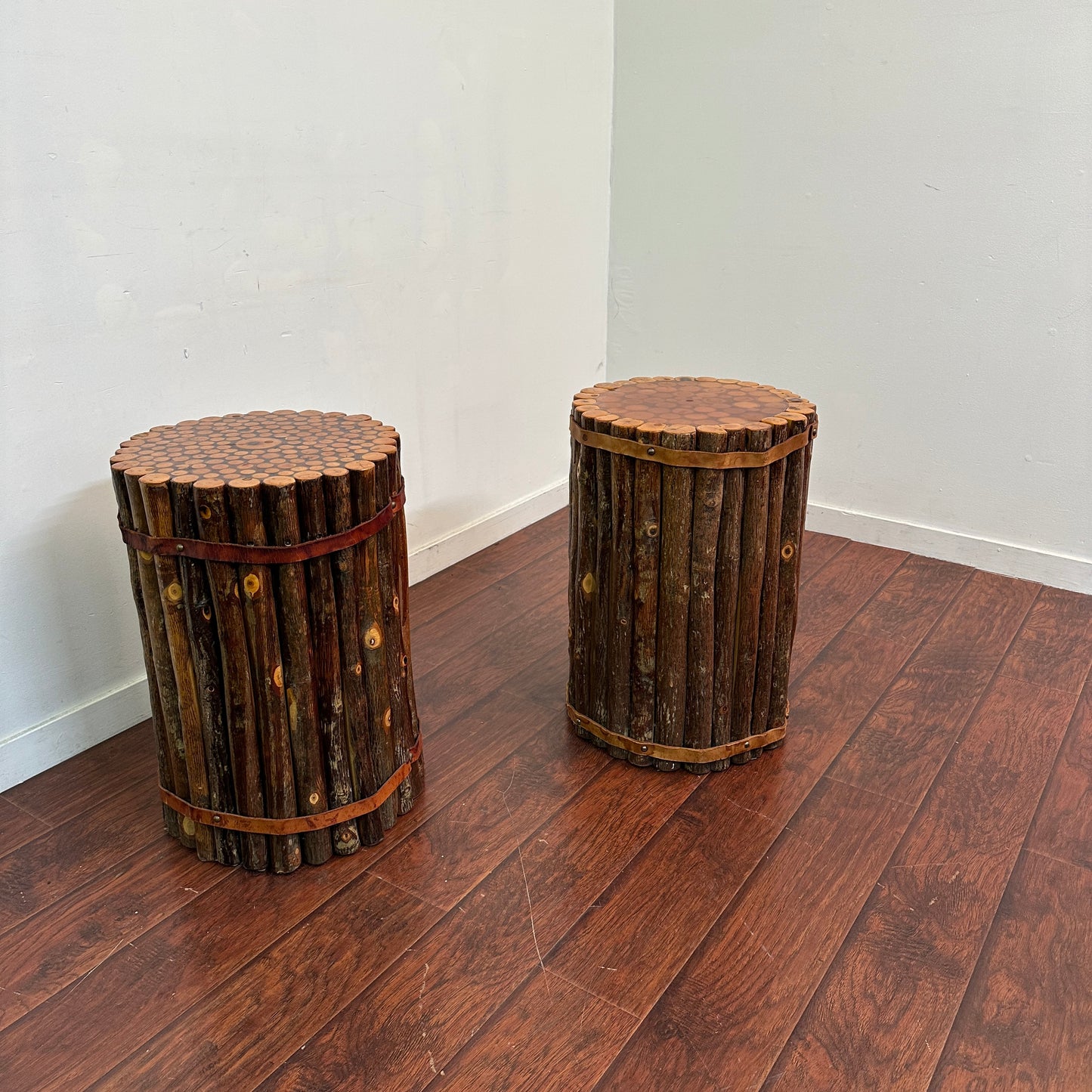 Old Hickory Wooden Side Tables (x2)