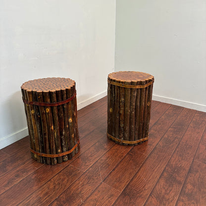 Old Hickory Wooden Side Tables (x2)