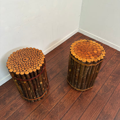 Old Hickory Wooden Side Tables (x2)