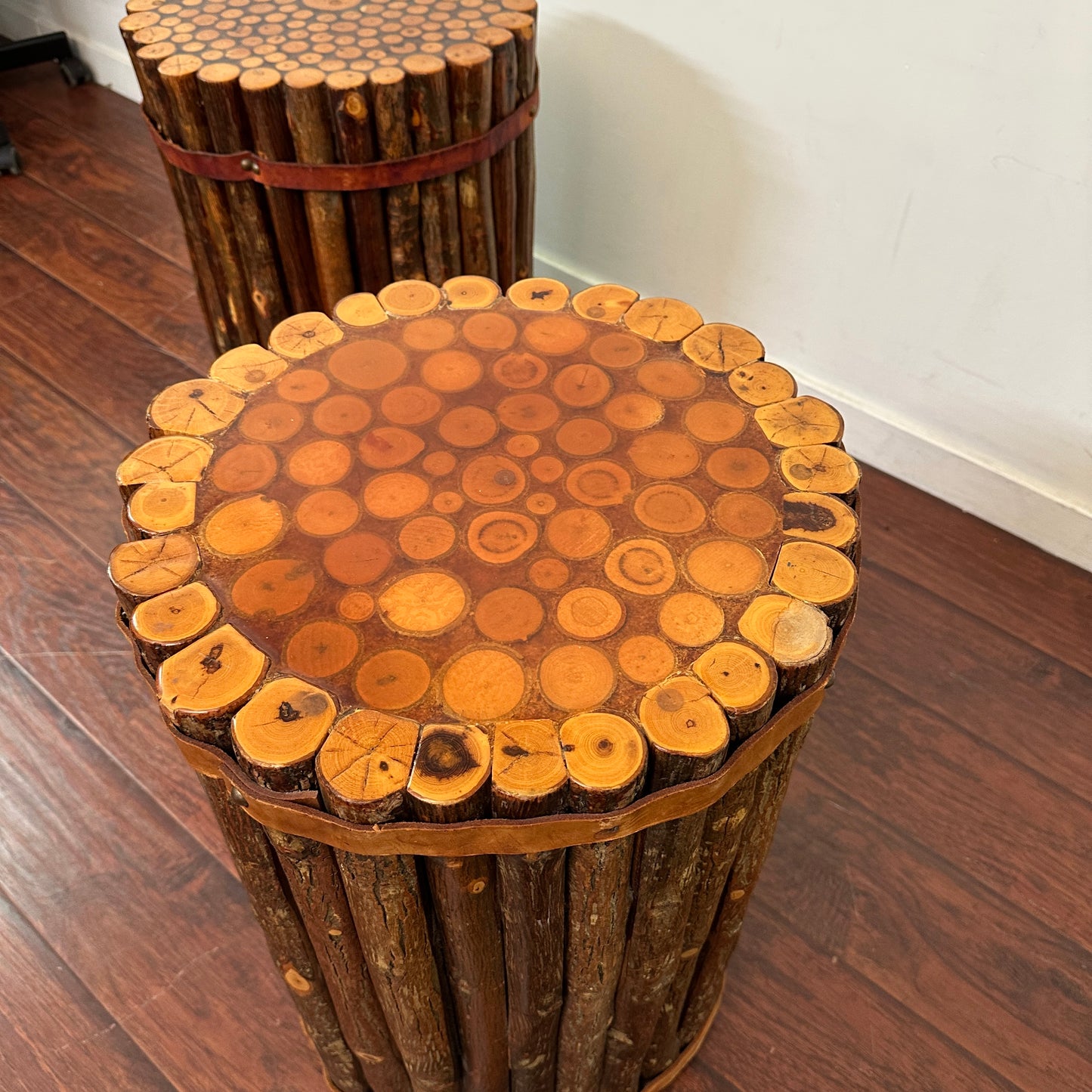 Old Hickory Wooden Side Tables (x2)