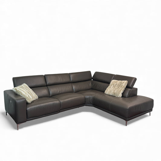 Dark Grey Contemporary Leather Sectional