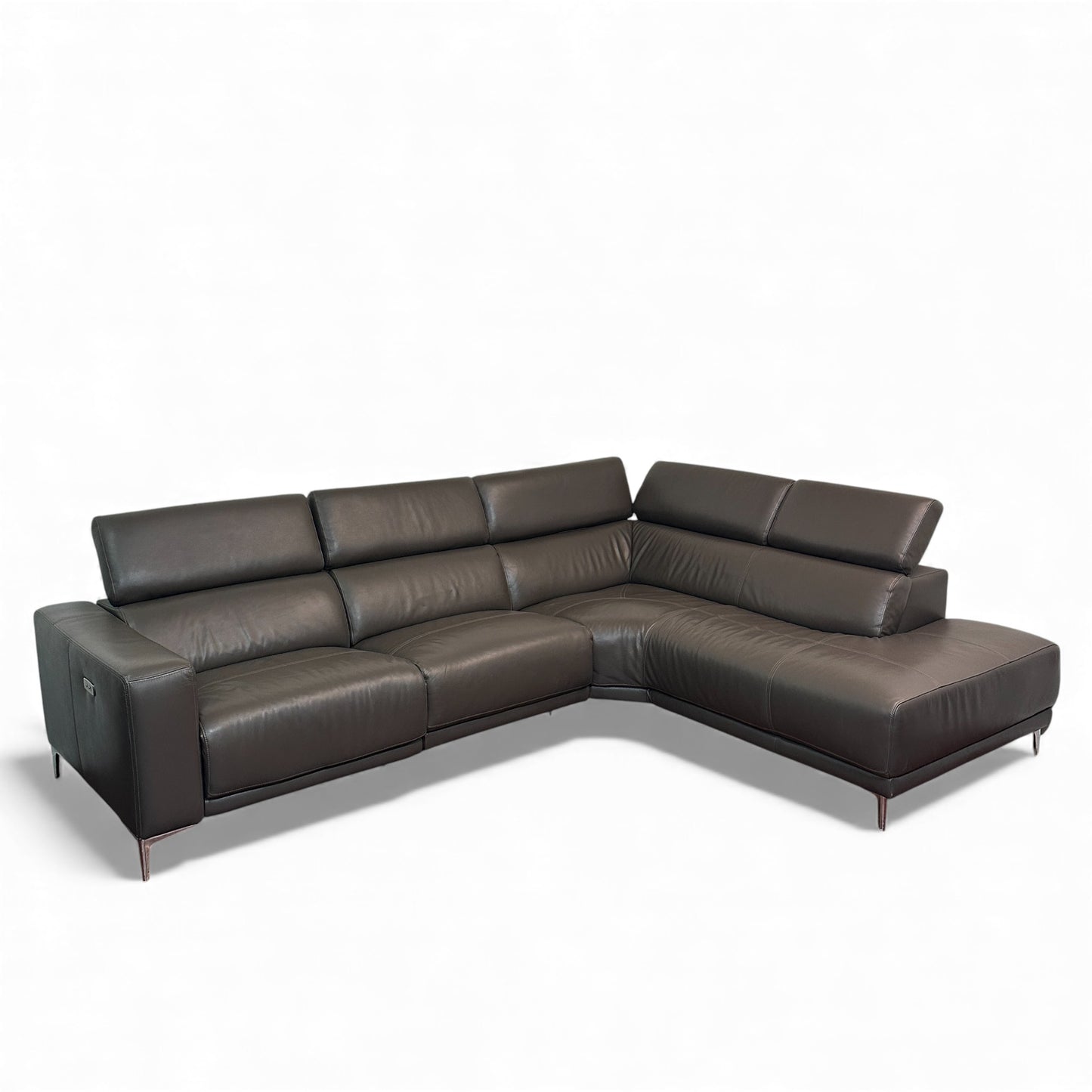 Dark Grey Contemporary Leather Sectional