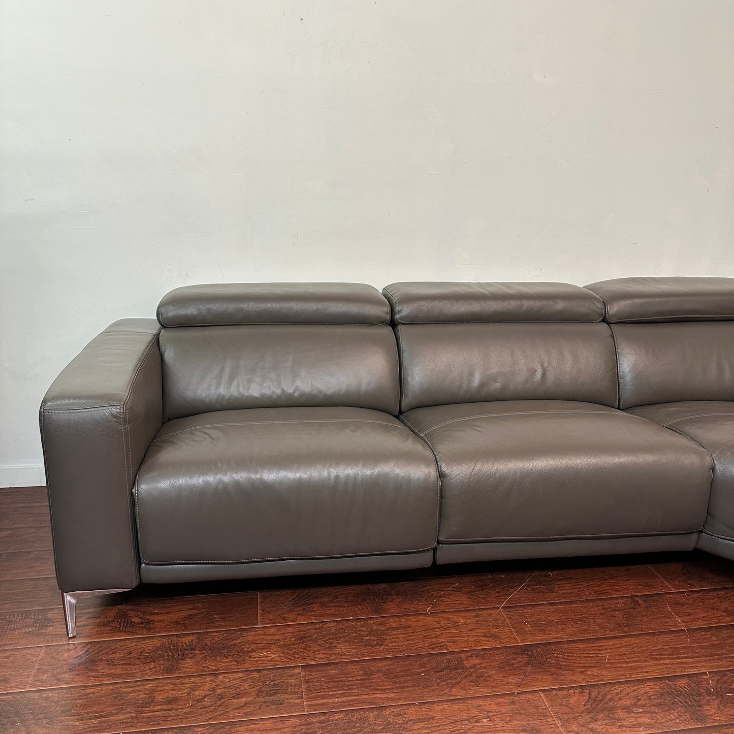 Dark Grey Contemporary Leather Sectional