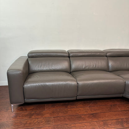 Dark Grey Contemporary Leather Sectional
