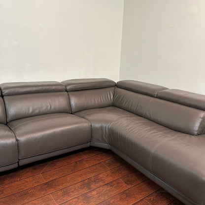 Dark Grey Contemporary Leather Sectional