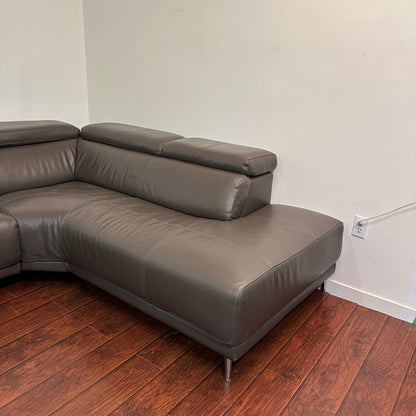 Dark Grey Contemporary Leather Sectional