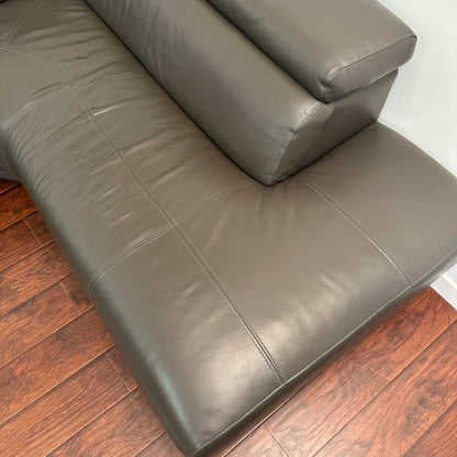 Dark Grey Contemporary Leather Sectional