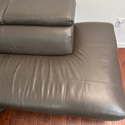 Dark Grey Contemporary Leather Sectional