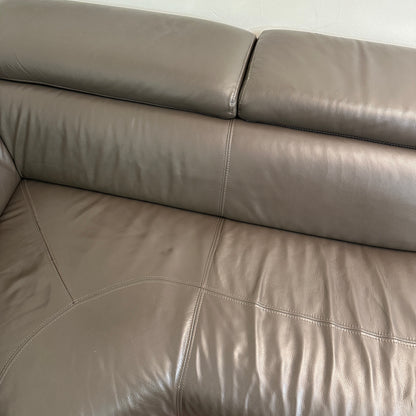 Dark Grey Contemporary Leather Sectional