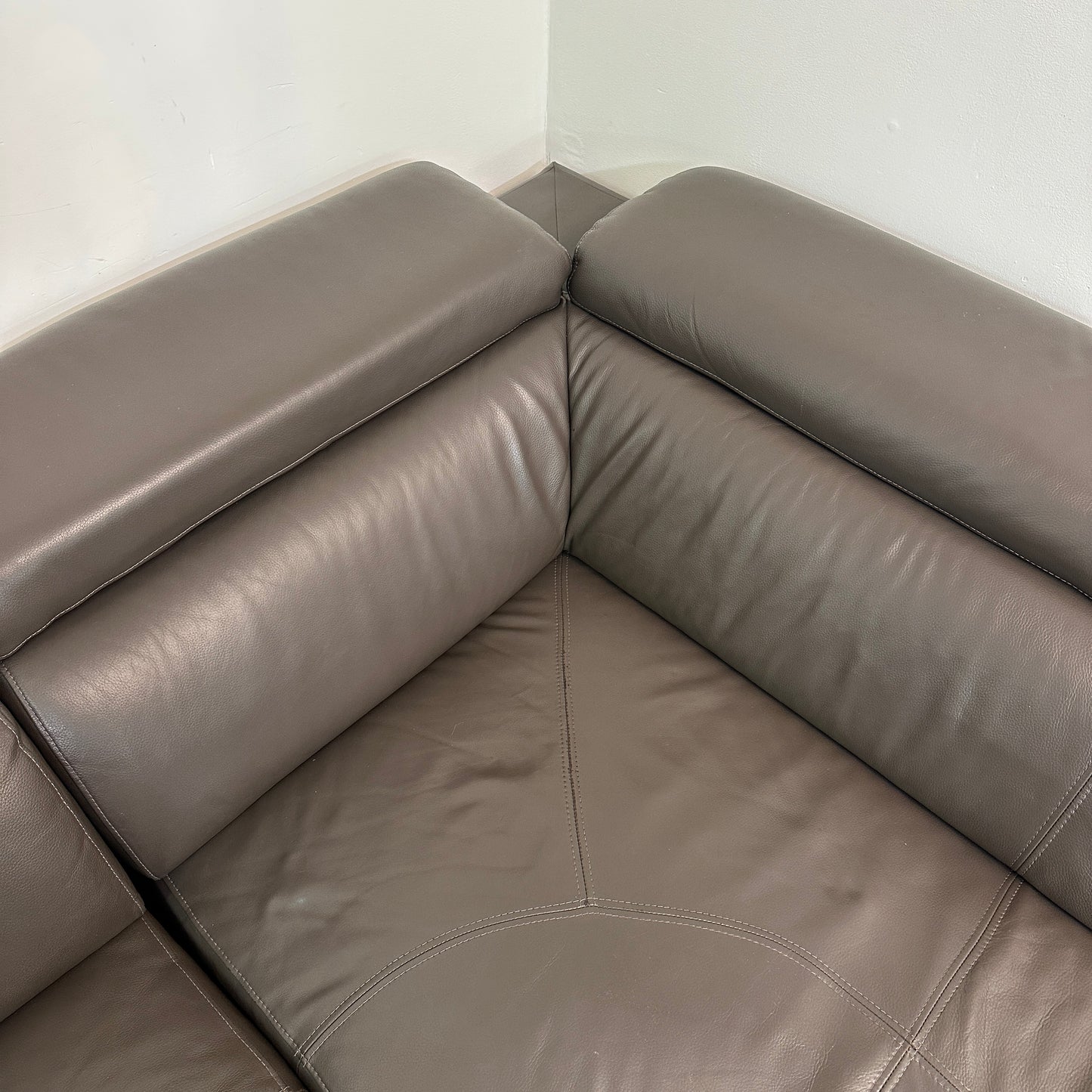 Dark Grey Contemporary Leather Sectional